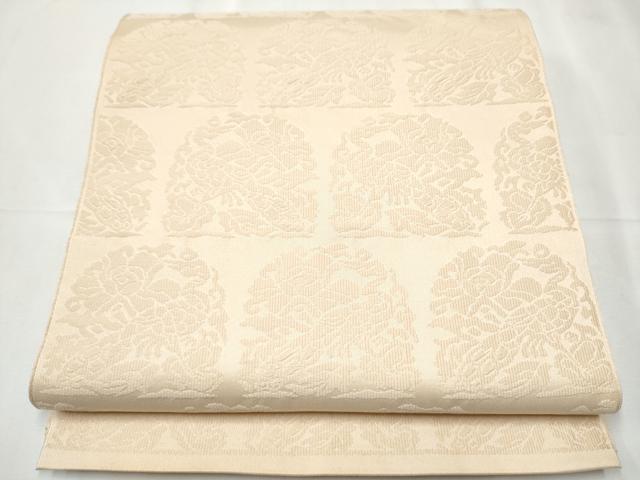 平和屋着物●六通柄 本袋帯 唐織 花鳥文 肌色 正絹 逸品 CABB0663hy
