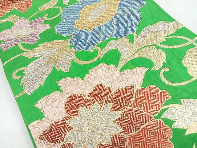 平和屋着物◎六通柄袋帯 花唐草文 金銀糸 正絹 逸品 CABB0818nb