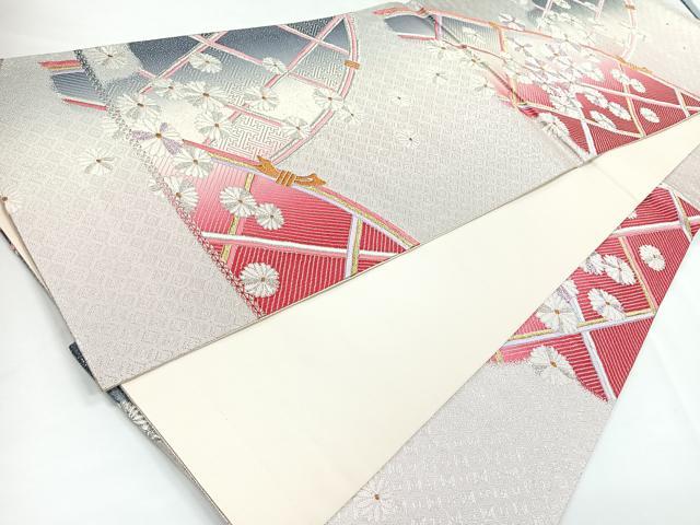 平和屋着物◎六通柄袋帯 花籬文 菊 金銀糸 正絹 逸品 CABB1022nb