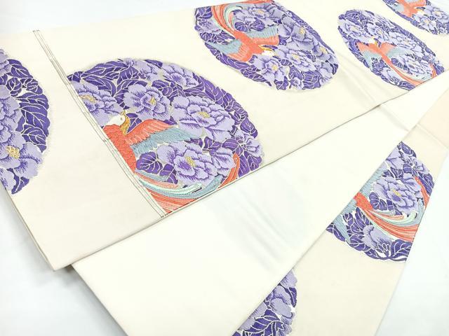 平和屋着物◎六通柄袋帯 唐織 推朱花鳥文 金銀糸 正絹 逸品 CABB1061nb
