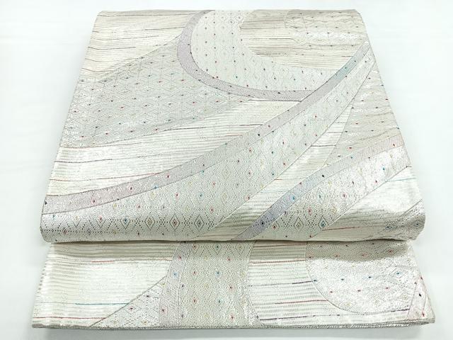 平和屋着物◎六通柄袋帯 吉祥文 切嵌 銀糸 正絹 逸品 CABB1100nb
