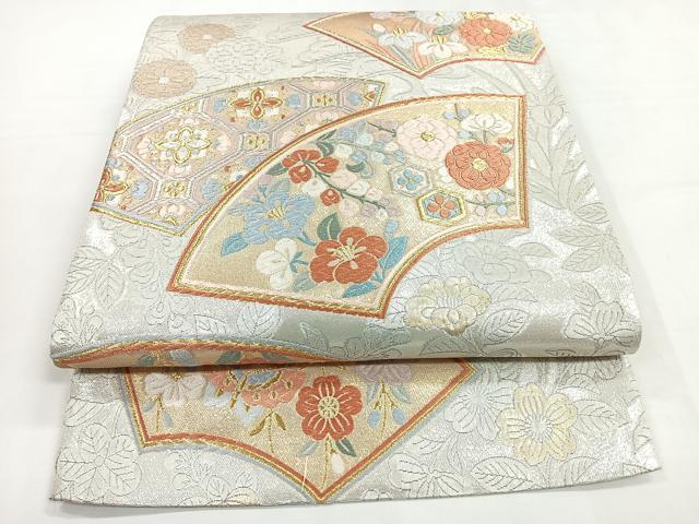 平和屋着物◎六通柄袋帯 唐織 地紙重ね花文 金銀糸 正絹 逸品 CABB1113nb