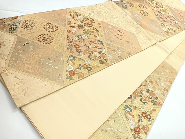 平和屋着物◎六通柄袋帯 唐織 花鳥文 金糸 正絹 逸品 CABB1147nb