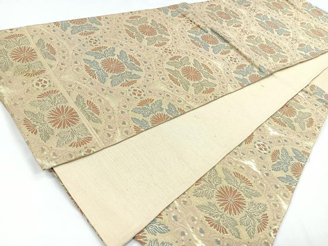 平和屋着物◎六通柄京袋帯 草花文 金糸 正絹 逸品 CABB1160nb