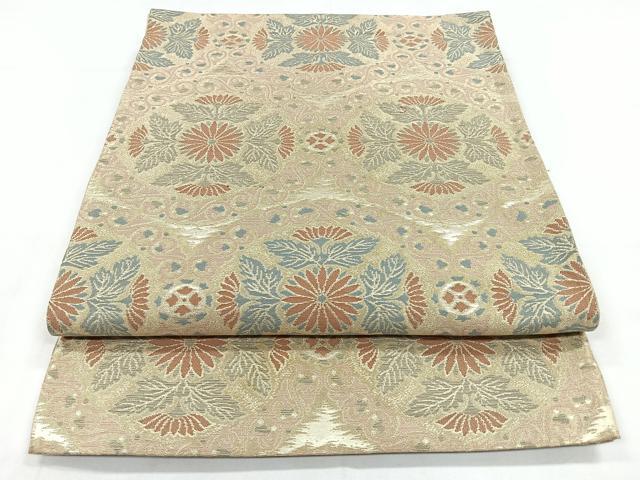 平和屋着物◎六通柄京袋帯 草花文 金糸 正絹 逸品 CABB1160nb
