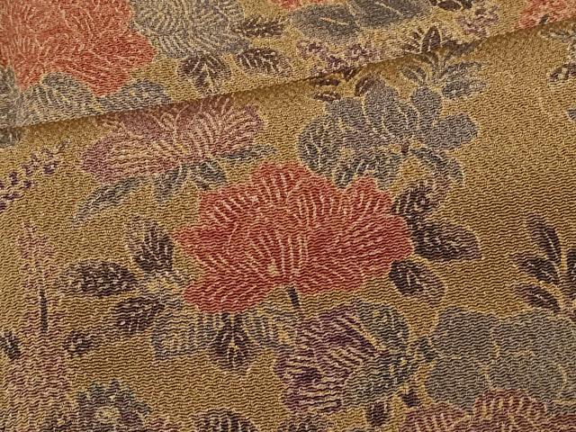 正絹　鬼しぼ縮緬　小紋　花束　菱紋 平和屋着物○訪問着 雪輪花蝶文 鬼しぼ縮緬 正絹 逸品 CABA9893gh