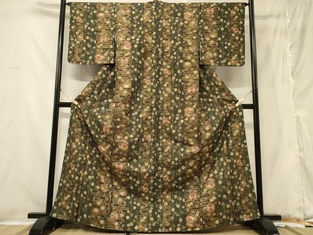 平和屋着物■小紋 流水亀甲花間道 金彩 洗える着物 CABB1296in