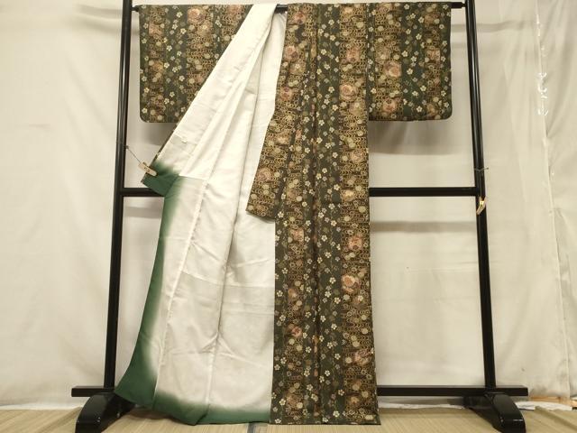 平和屋着物■小紋 流水亀甲花間道 金彩 洗える着物 CABB1296in