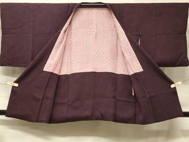 平和屋着物■道行コート 花菱地紋 似せ紫色 正絹 逸品 CABB1505in