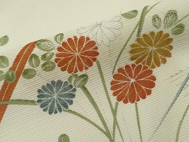 平和屋着物*夏物 小紋 絽 草花文 洗える着物 CABB1707ou
