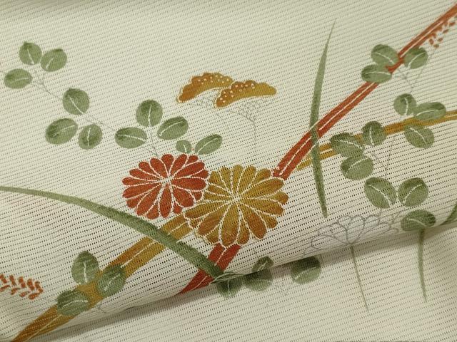 平和屋着物*夏物 小紋 絽 草花文 洗える着物 CABB1707ou