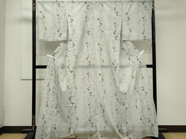 平和屋着物*夏物 小紋 絽 枝葉文 洗える着物 CABB1708ou