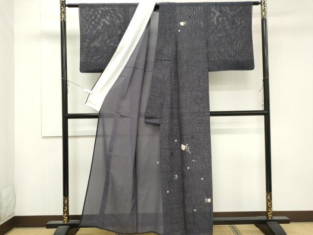 平和屋着物*夏物 訪問着 絽 刺繍 草花文 金糸 正絹 逸品 CABB1714ou