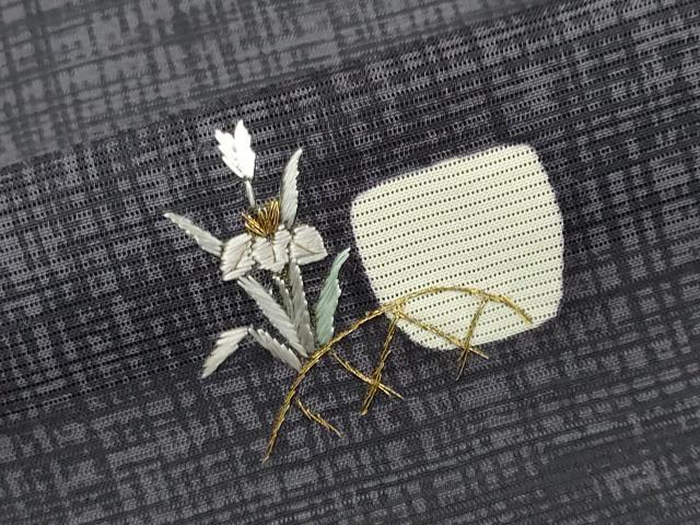 平和屋着物*夏物 訪問着 絽 刺繍 草花文 金糸 正絹 逸品 CABB1714ou
