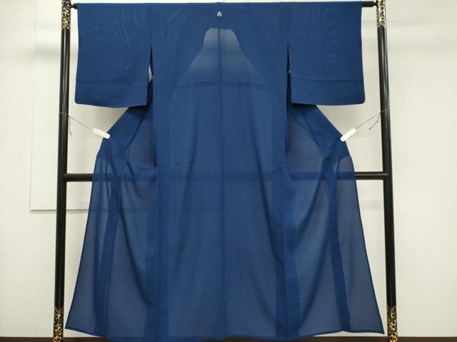 平和屋着物*夏物 色無地 絽 瑠璃紺色 正絹 逸品 CABB1721ou