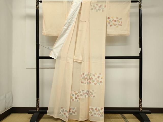 平和屋着物*夏物 訪問着 絽 刺繍 草花文 銀彩 正絹 逸品 CABB1731ou