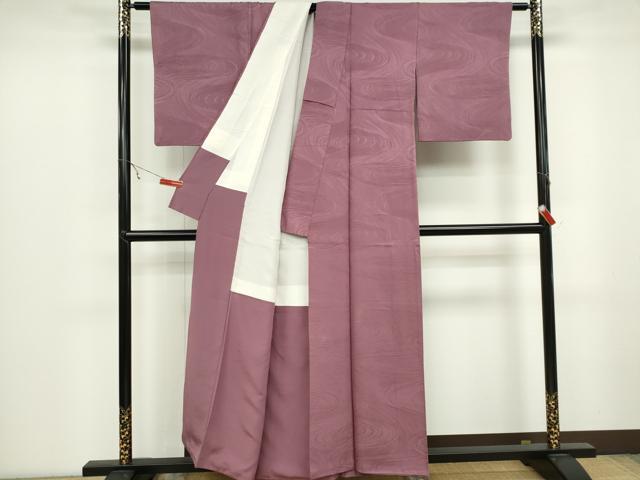 平和屋着物■上質な色無地 流水地紋 京紫色 正絹 逸品 CABB1788ou