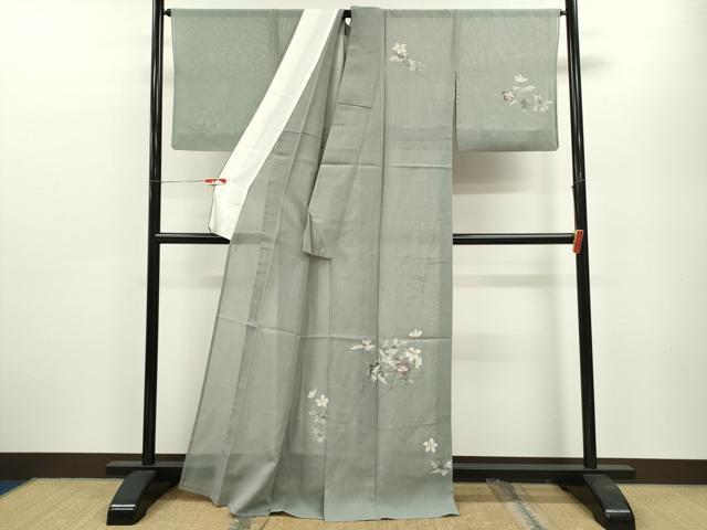 平和屋着物*夏物 訪問着 紬地 草花文 正絹 逸品 CABB2078ze