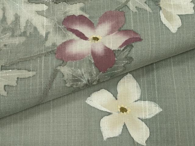 平和屋着物*夏物 訪問着 紬地 草花文 正絹 逸品 CABB2078ze