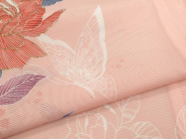 平和屋着物*夏物 訪問着 絽 バラ 舞蝶文 金彩 洗える着物 CABB2082ze