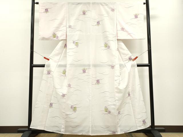 平和屋着物*夏物 小紋 絽 芝草仕覆文 洗える着物 CABB2102ze
