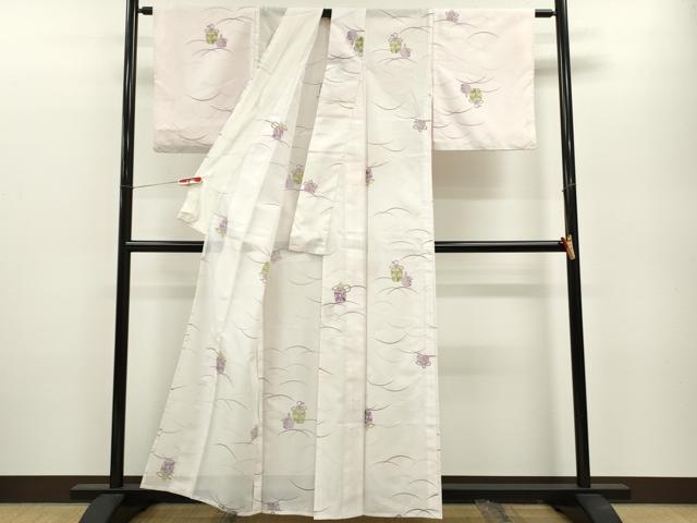 平和屋着物*夏物 小紋 絽 芝草仕覆文 洗える着物 CABB2102ze