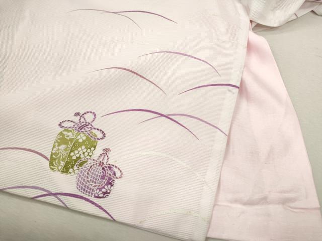 平和屋着物*夏物 小紋 絽 芝草仕覆文 洗える着物 CABB2102ze