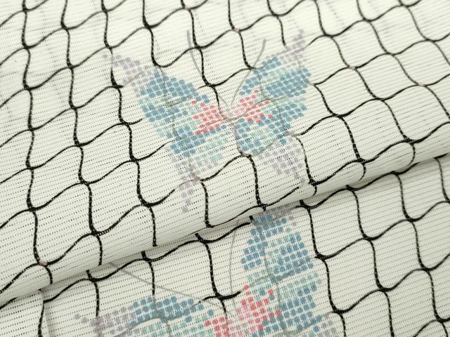 平和屋着物*夏物 小紋 絽 網目舞蝶文 洗える着物 CABB2105ze