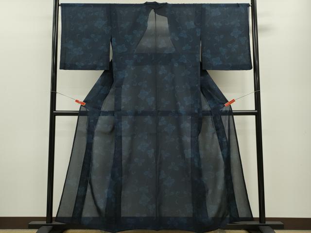 平和屋着物*夏物 小紋 紗 花唐草文 洗える着物 CABB2106ze