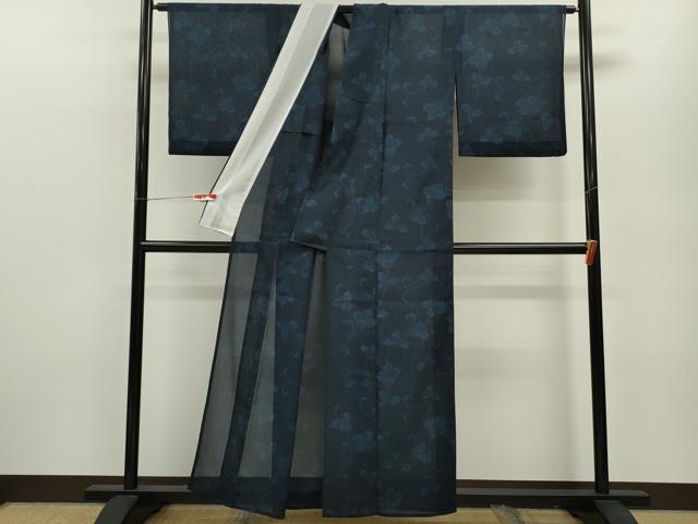 平和屋着物*夏物 小紋 紗 花唐草文 洗える着物 CABB2106ze