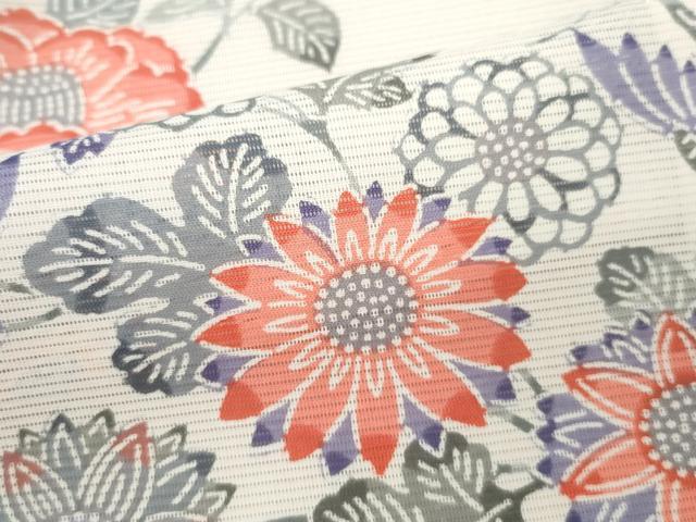 平和屋着物*夏物 小紋 絽 型染め 松竹梅枝花文 洗える着物 CABB2130ze