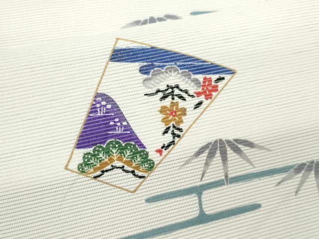 平和屋着物*夏物 小紋 絽 エ霞吉祥草花文 洗える着物 CABB2133ze