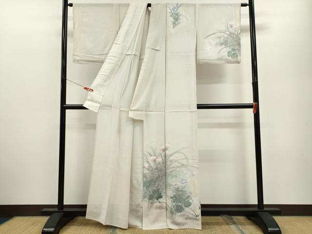 平和屋着物*夏物 訪問着 絽 草花文 暈し染め 金銀彩 正絹 逸品 CABB2159ze