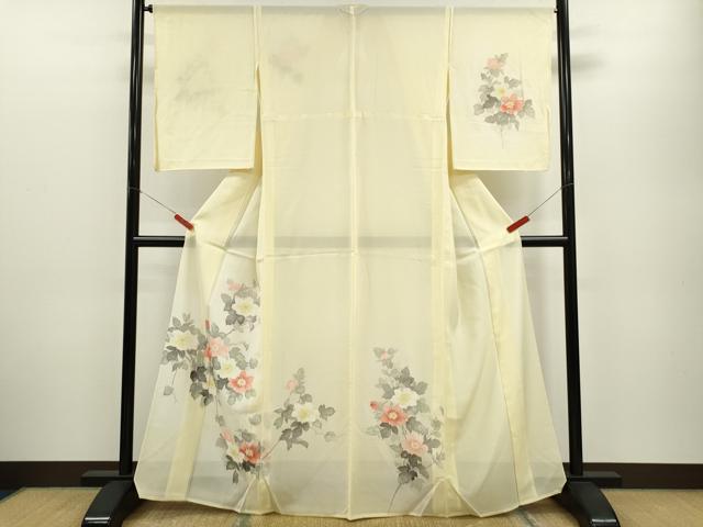平和屋着物*夏物 訪問着 絽 手描き 枝花文 暈し染め 正絹 逸品 CABB2161ze