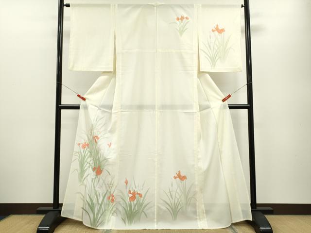 平和屋着物*夏物 訪問着 絽 燕子花 金彩 洗える着物 CABB2166ze