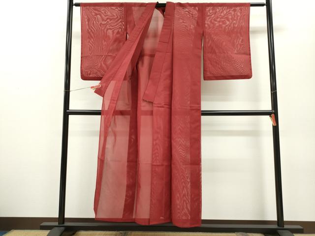 平和屋着物*夏物 色無地 絽 葡萄茶色 洗える着物 CABB2204ze