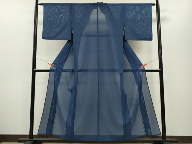 平和屋着物*夏物 色無地 絽 青藍色 洗える着物 CABB2205ze