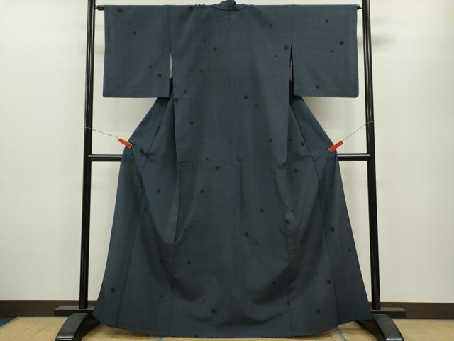 平和屋着物▽本塩沢 単衣 丸文 正絹 逸品 CABB2225ze