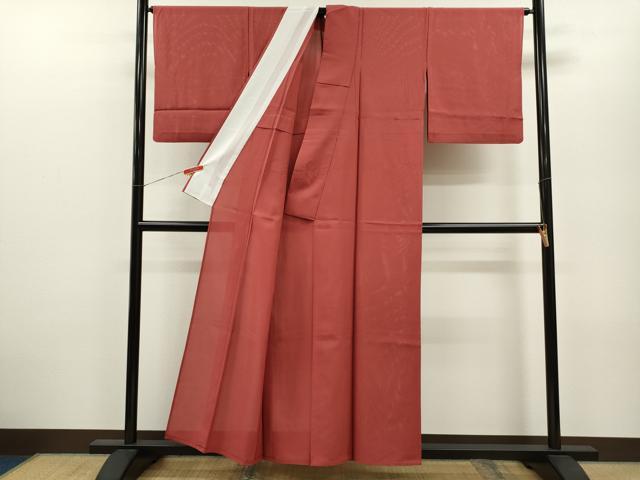平和屋着物*夏物 色無地 絽 赤紅色 正絹 逸品 CABB2235ze