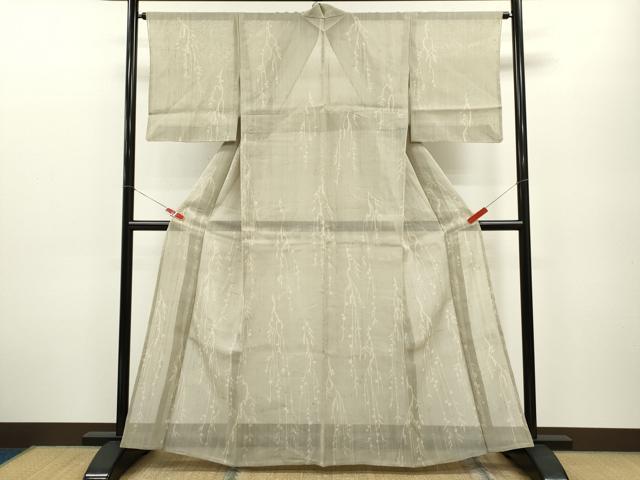 平和屋着物*夏物 生紬 枝垂れ草花文 正絹 逸品 CABB2253ze