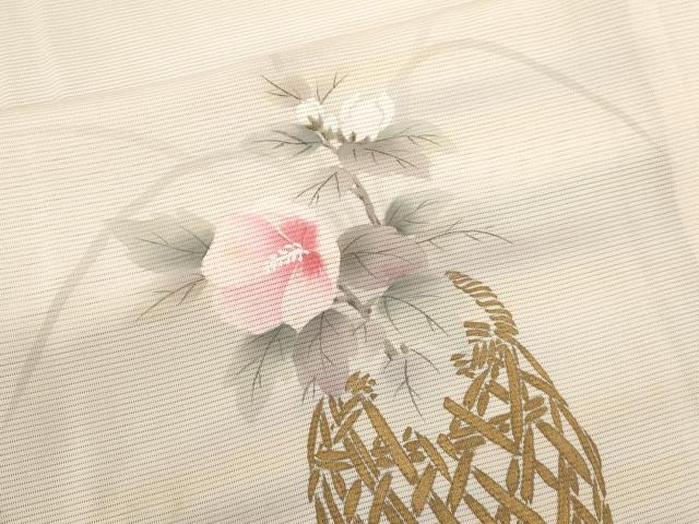 平和屋着物*夏物 訪問着 絽 手描き 花籠文 暈し染め 金彩 正絹 逸品 未使用 CABB2254ze