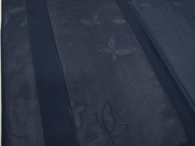 平和屋着物*夏物 色無地 舞蝶紋絽 濃藍色 正絹 逸品 CABB2300ze