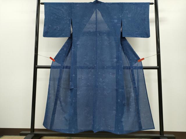 平和屋着物*夏物 小紋 絽 東京染 彩匠紅型 人物草花文 反端付き 正絹 逸品 CABB2309ze