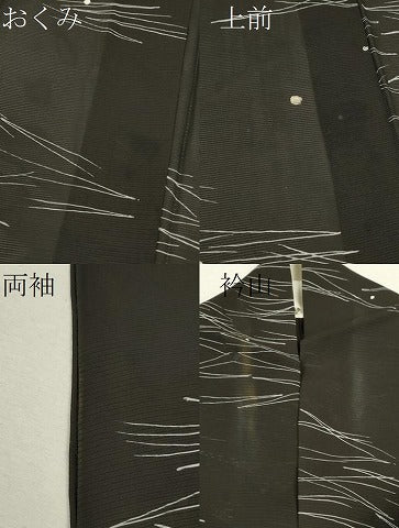 平和屋着物*夏物 小紋 絽 松葉文 黒地 正絹 逸品 CABB2318ze