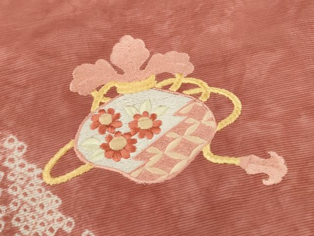 平和屋着物*夏物 訪問着 絽 絞り 刺繍 仕覆草花文 正絹 逸品 CABB2321ze