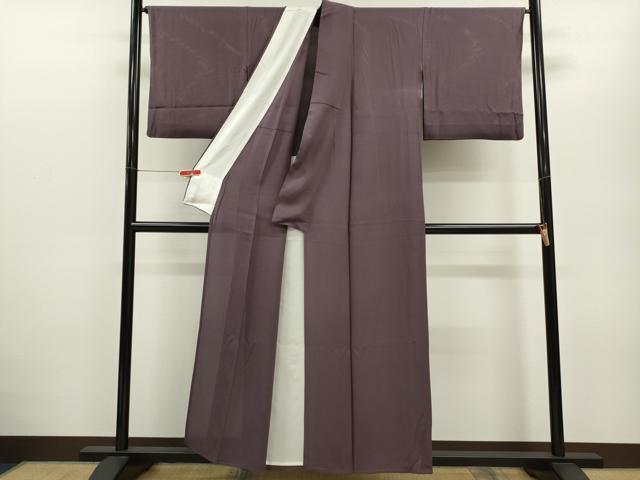 平和屋着物*夏物 色無地 縦絽 滅紫色 正絹 逸品 CABB2322ze