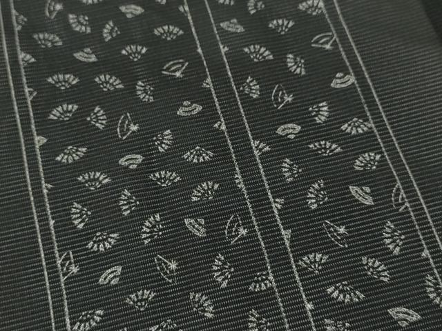 平和屋着物*夏物 訪問着 絽 扇面間道 黒地 洗える着物 CABB2337ze
