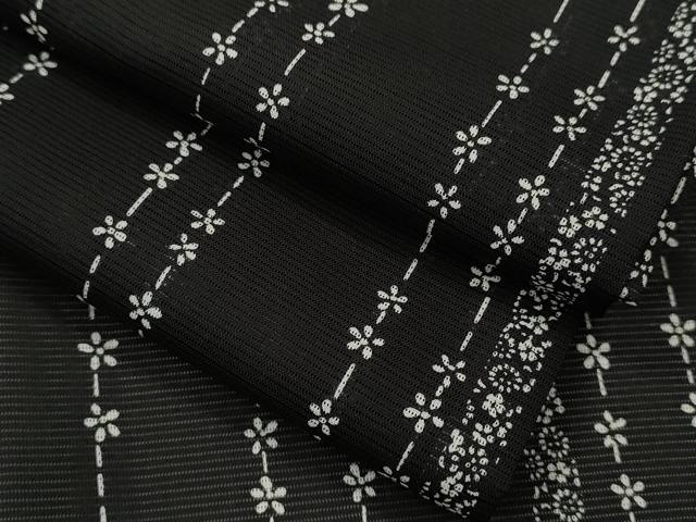 平和屋着物*夏物 小紋 絽 花間道 黒地 洗える着物 CABB2354ze
