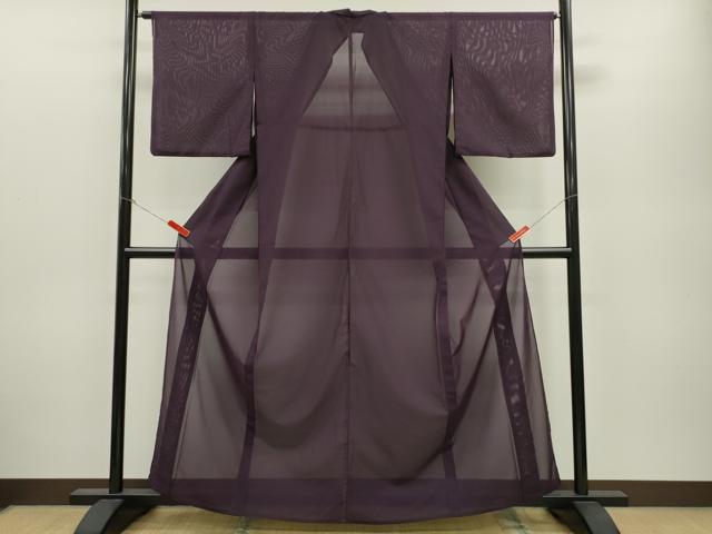 平和屋着物*夏物 色無地 絽 滅紫色 洗える着物 CABB2370ze