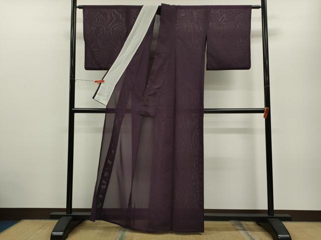 平和屋着物*夏物 色無地 絽 滅紫色 洗える着物 CABB2370ze
